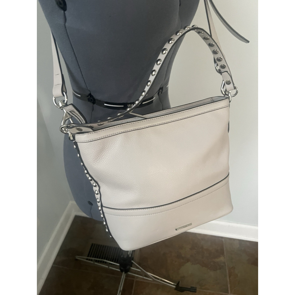 Rebecca Minkoff Cream Leather Silver Studded Crossbody Bag Purse NWOT - Picture 13 of 16